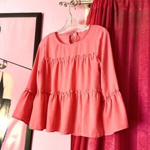 Mi Ami Pink Ruffle Blouse